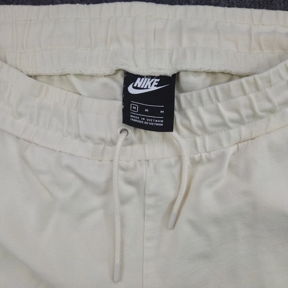 Nike Sweatpants Womens Medium Cream Cotton Wide Leg Cropped Athleisure Joggers
